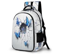 WECECE Butterfly Design Backpack Children Primary to Secondary Colourful 3D Rucksack Teens Age 16 Durable School Backpack Students 14 Inch Laptop School Bag Autumn Trip