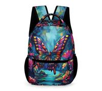 WECECE Butterfly Motif Backpack Kids Ages 7-10 Years Primary Kids Butterfly School Bag Year 2-5 Teens Durable Daypack Book Bag 43x32x15cm for Outdoor Day Trips Books Notebooks