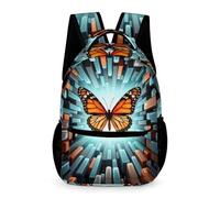 WECECE Butterfly Motif Daypack School Kids for Boys 10-13 Years 3D Butterfly School Bag for Girls Year 6 with Front Pocket Bookbag Daily Items Travel Outdoor Daily Use