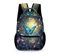 WECECE Butterfly Motif Rucksack for Students for Boys Girls 8-12 Years 3D School Bag Year 4 Primary Kids Durable with Side Pockets Daypack Books Water Bottle Spring Outing Travel