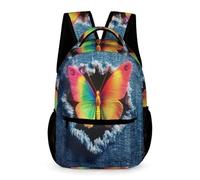 WECECE Butterfly Motif School Backpack for Boys Girls 7-13 Years 3D Design Bookbag Years 3-5 Primary Kids with Front Pocket Rucksack Books Bottle Umbrella Class Daily Use