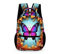WECECE Butterfly Motif School Backpack Nursery Primary Kids Kids for Boys Age 8 3D Daypack for Girls Years 1-2 Durable Daily Rucksack Front Pocket Side Pockets Back to School Gift