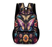 WECECE Butterfly Motif School Backpack Primary for Boys and Girls 10-13 Years Florals Daypack Year 3 Primary Kids Lightweight School Bag Daily Items Bottle Outdoor Day Trips