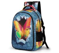 WECECE Butterfly Print School Bag Students Age 14 3D Butterfly Daypack Boys Primary to Secondary Durable Bookbag for Teens 11.6 Inch Laptop Backpack Back to School Gift