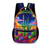 WECECE Cactus Daypack Primary for Boys Age 13 Plant Motif School Backpack for Girls Year 5 Primary Kids Lightweight Durable Bookbag Front Pocket Side Pockets Autumn Trip Daily Use