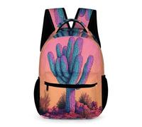 WECECE Cactus Design Rucksack School Kids Ages 10-13 Years Older Kids Plants Print School Backpack Year 5-8 Students Trendy Bookbag 43x32x15cm for Birthday Gift Books Notebooks