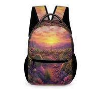 WECECE Cactus Motif Rucksack Year 4 Primary Kids for Boys Girls Age 7 Plants Theme Daypack Lightweight with Side Pockets Bookbag Books Stationery Bottle Outdoor Day Trips