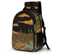 WECECE Cactus Pattern Daypack Kids Age 7-11 Plants Cacti School Bag Students Year 6 Stylish Bookbag for Kids and Teens Spring Outing Spring Outing Autumn Trip Daily Use