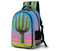 WECECE Cactus Pattern School Backpack Kids Year 7 Plants Cacti Design Daypack Students 7-11 Year Olds Fashion School Bag Rucksack Students 11.6 Inch Laptop Backpack Hiking