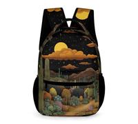WECECE Cactus Pattern School Bag Kids for Boys Age 13 Plants Cacti Rucksack for Girls Year 6 Primary Kids Lightweight Daypack Books Bottle Umbrella School Trips Travel