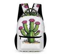 WECECE Cactus Print Rucksack Boys and Girls Age 10 Students Plants Cacti Motif School Backpack Year 5 Kids Modern Bookbag 43x32x15cm for Books and Notebooks Daily Study