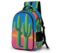 WECECE Cactus Print School Bag Children 15 Year Olds Plants Cacti Motif Daypack Teens Year 4 Lightweight Backpack for Teens 11.6 Inch Laptop Backpack Back to School Gift