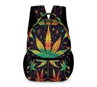 WECECE Cannabis Leaves Rucksack School Kids Age 8 Primary Kids Plant Print Backpack Year 3 Students Lightweight Durable School Bag 43x32x15cm for Birthday Gift Books Notebooks
