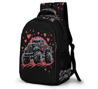 WECECE Car Motif Daypack Children Age 13 Heart Pattern Backpack Teens Junior School Stylish School Backpack for Kids and Teens Travel Spring Outing Autumn Trip Daily Use