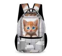 WECECE Cat 3D Print Daypack for Boys Age 12 Kitten Pattern Backpack for Girls Years 2-4 Primary Kids Durable Daily Rucksack Front Pocket Side Pockets Outdoor Day Trips