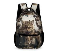 WECECE Cat Backpack Primary for Boys 8-11 Years 3D Animal Kitten Rucksack for Girls Years 3-5 Kids Lightweight with Side Pockets School Bag Books Water Bottle Outdoor Day Trips