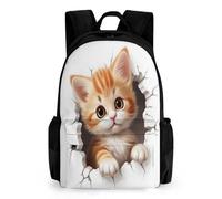 WECECE Cat Bookbags for Teenage Girls Backpack with Side Bottle Pockets Junior Elementary School Bags Rucksack Cute 3D Kitten