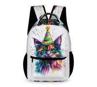 WECECE Cat Design Rucksack Kids for Boys Girls Age 13 Animal Kitten Print Backpack Years 1-3 Primary Kids with Front Pocket Bookbag Daily Items Back to School Gift