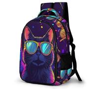 WECECE Cat Design Rucksack Kids Year 8 Animal Kitten Print School Backpack Girls 8-12 Year Olds Fashion School Bag Daypack Students 15.6 Inch Laptop Backpack Autumn Trip