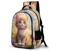 WECECE Cat Illustration Daypack Children Ages 8-12 Animal Kitten Design School Backpack Teens Year 4 Fashion Backpack Book Bag for Teens 14 Inch Laptop School Bag Autumn Trip