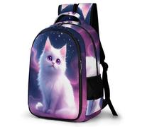 WECECE Cat Kids Backpack School, Boys Girl Kawaii Kitten Bag Primary School Canvas Rucksack, Holiday Travel Bookbag Outdoor Daypack for 9-16 Year Old