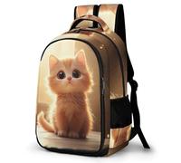 WECECE Cat Kids Backpack School, Boys Girl Kitten Bag Primary School Canvas Rucksack, Holiday Travel Bookbag Outdoor Daypack for 9-16 Year Old