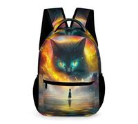 WECECE Cat Motif Daypack Kids for Boys Age 10 Animal Kitten Design Backpack for Girls Year 5 Lightweight School Bag Books Stationery Bottle Travel Outdoor Daily Use