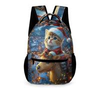 WECECE Cat Motif N Rucksack Boys Girls Age 7 Primary Kids Animal Kitten Patter Backpack Year 2 Students Modern School Bag 43x32x15cm for Travel Daily Use Books Notebooks