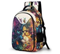 WECECE Cat Pattern Backpack Kids Age 16 Animal Kitten Bookbag Students Primary to Secondary Fashion School Bag Daypack for Teens 15.6 Inch Laptop Backpack Spring Outing
