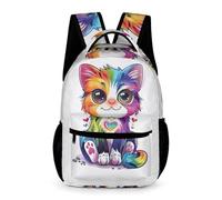 WECECE Cat Pattern School Bag Years 3-5 Primary Kids for Boys 7-11 Years Animal Kitten Rucksack for Girls Lightweight Printed Bookbag Books Bottle Umbrella Class Daily Use