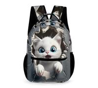 WECECE Cat Rucksack Kids for Boys 7-13 Years Kitten 3D Print School Bag for Girls Years 2-4 Primary Kids Durable with Side Pockets Daypack Daily Items Bottle School Trips Travel