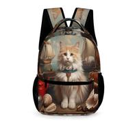 WECECE Cat School Backpack for Girls Age 11 Kawaii Animal Kitten Daypack for Boys Years 1-3 Primary Kids Lightweight Printed Rucksack Books Bottle Umbrella Outdoor Day Trips