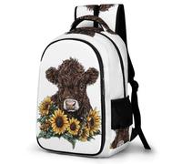 WECECE Cattle Design Rucksack Girls Age 16 Highland Cow Backpack Boys Year 9 Fashion School Bag Book Bag for Kids and Teens Birthday Gift Hiking Day Trips Birthday Gift
