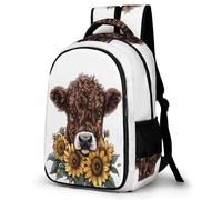 WECECE Cattle Print Rucksack Fashion Backpack Girls Age 8 Highland Cow Book Bag Boys Secondary School School Backpack for Students 13.3 Inch Laptop Rucksack Autumn Trip