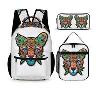 WECECE Cheetah Backpack Set with Lunch Tote and Pencil Case for Children Age 11, Animal Leopard Bookbag 3 Piece Set Year 2 for Girls Birthday Gift School Supplies and Travel Use