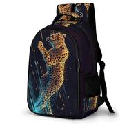 WECECE Cheetah Illustration School Backpack Students Age 10-16 Leopard Animal Book Bag Boys Year 5-7 Fashion Backpack Rucksack for Teens 14 Inch Laptop School Bag Day Trips