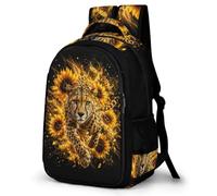 WECECE Cheetah School Backpack for Girls Age 9 Trendy Animal Cheetah Bookbag Boys Junior School Backpack Kids and Teens 16.5 Inch Laptop Rucksack Spring Outing