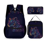 WECECE Cheetah School Bag 3 Piece Set for Girls Age 10, Leopard Animal Book Pack with Lunch Box Pencil Case Year 6 for Boys School Journeys Learning Sessions and Holiday Travel