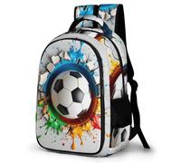 WECECE Children 3D Colourful Soccer Bookbag Age 9-15 Students School Backpack Boys Girls Football Daypack, Lightweight Stylish for School Years 5-9 and Spring Trip and Autumn Outing