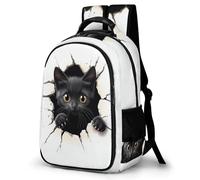 WECECE Children Black Cat Rucksack Age 7-11 11.6 Inch Laptop Backpack Boys Girls Cute Kitten Bookbag for Primary Years, Cool Durable for Daily Use Travel and Hiking