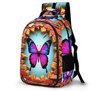 WECECE Children Butterfly Motif Bookbag 8-14 Years Students Backpack Boys Girls 3D Daypack, Trendy Durable for Secondary School and Birthday Gift and Back to School