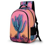 WECECE Children Cactus Design Backpack 10-16 Years, Students Rucksack, Boys Girls Plants Print Daypack, Lightweight and Durable for Year 7-10 and Back to School Gift and Daily Use