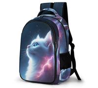 WECECE Children Casual Cute Kitten Pattern Backpacks Space School Bag for Teenagers Girls Boys Cat Book Bags Back Pack with Bottle Holder