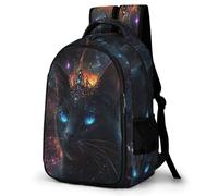 WECECE Children Cat Rucksack Age 10-16 Students Bookbag Boys Girls Black Kitten Backpack Lightweight Durable for Primary to Secondary and Back to School Gift and Daily Use