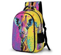 WECECE Children Colorful Giraffe Daypack Age 8-14, Students Backpack, Boys Girls Animal Giraffe Back pack, Lightweight Durable for Year 4-8 and Outdoor Travel and Spring Trip