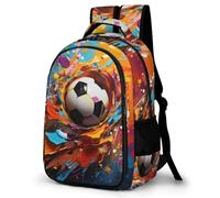 WECECE Children Colourful Football Daypack Age 9-15, Students Rucksack, Boys Girls Soccer School Backpack, Lightweight Durable for Junior School and Travel Outdoor and Day Trips