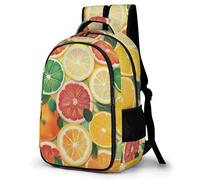 WECECE Children Colourful Lemon School Bag for Junior School Age 9-15, Boys Bookbag, Girls Fruit Print Daypack, Lightweight, Stylish and Durable for Travel Hiking and Day Trips