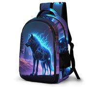 WECECE Children Cool Wolf Print Back pack Age 8-13 Students Backpack Boys Girls Animal Wolves School Backpack, Lightweight and Durable for Secondary School and Autumn Outing and Travel