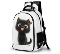 WECECE Children Cute Cat Motif Back pack Age 8-13 Students Bookbag Boys Girls Black Kitten Rucksack, Trendy Durable for Secondary School and School Travel and Outdoor