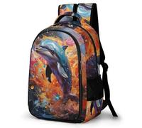 WECECE Children Cute Dolphin Daypack Age 9-15, Students Rucksack, Boys Girls Sea Creature School Backpack, Lightweight Durable for Junior School and Travel Outdoor and Day Trips